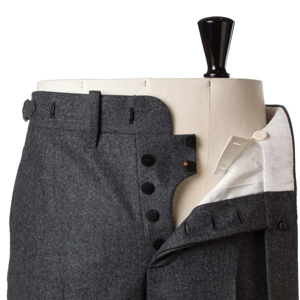 Cesare Attolini Grey Trousers "Fox Flannel" Made Of English Wool - Purely Handcraft