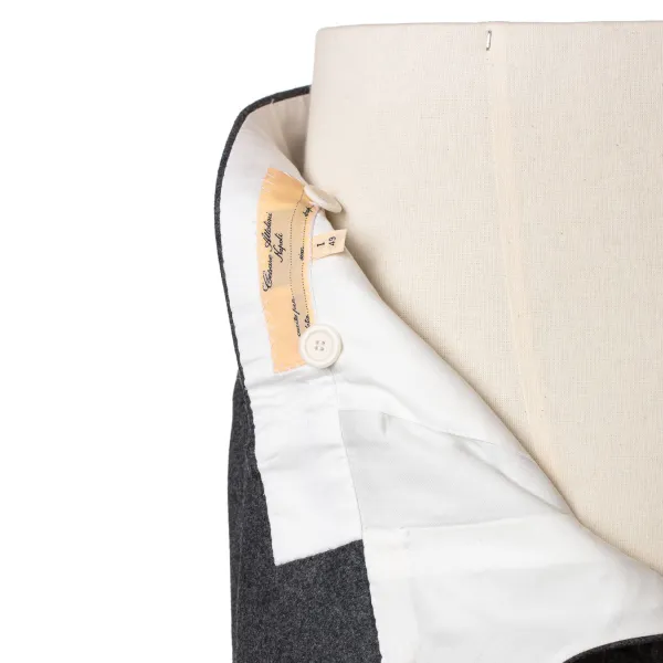 Cesare Attolini Grey Trousers "Fox Flannel" Made Of English Wool - Purely Handcraft