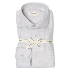Borriello Hellgraues Sporthemd "Cash-Bone" Aus Feinem Luxury-Flanell - Linea Pas