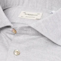 Borriello Hellgraues Sporthemd "Cash-Bone" Aus Feinem Luxury-Flanell - Linea Pas
