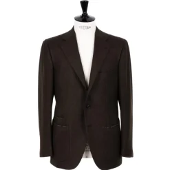 Cesare Attolini Jacket "Green Herringbone Gent" Made Of Pure Merino Wool By Fox Brothe