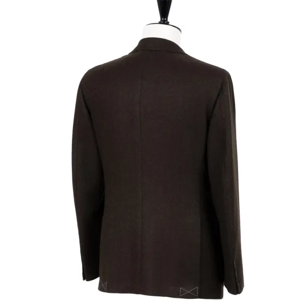 Cesare Attolini Jacket "Green Herringbone Gent" Made Of Pure Merino Wool By Fox Brothe