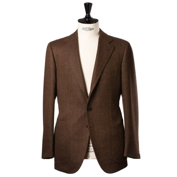 Cesare Attolini Jacket "Herringbone" Made Of Pure Merino Wool From Fox Brother'S - Pur