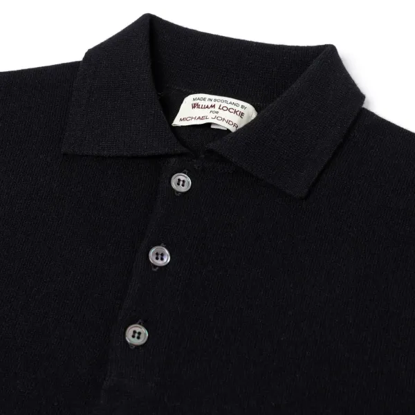 William Lockie Knitted Polo "Oxton Sportshirt" In Fine Scottish 1 Ply Cashmere