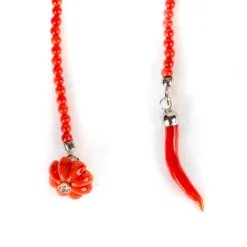 Barbarulo Napoli Lapel Chain "Coral Flower Diamond" Made Of Sterling Silver - Purely Ha