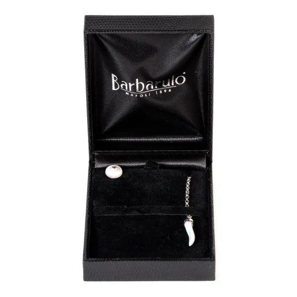 Barbarulo Napoli Lapel Chain "Mother Of Pearl" Made Of Sterling Silver - Purely Handcra