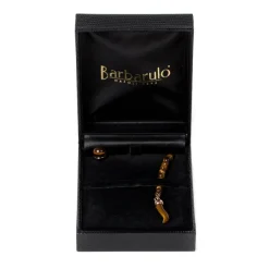 Barbarulo Napoli Lapel Chain "Tiger'S Eye Ball" Made Of Plated Rose Gold - Purely Handc
