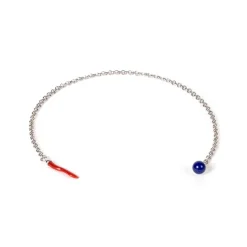 Barbarulo Napoli Lapelchain "Lapislazzuli" Made Of Sterling Silver - Purely Handcrafted