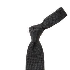 Cesare Attolini Limited Edition: Dunkelgrau Melangierte Krawatte Aus Reiner Wolle - Ha