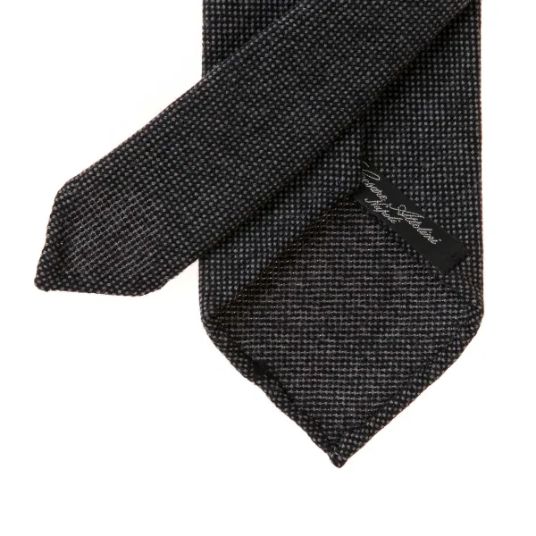 Cesare Attolini Limited Edition: Dunkelgrau Melangierte Krawatte Aus Reiner Wolle - Ha