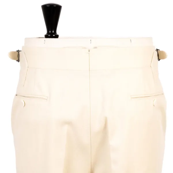 Cesare Attolini Limited Edition: Ivory Pants "Cricket Storico" Made Of English Wool -