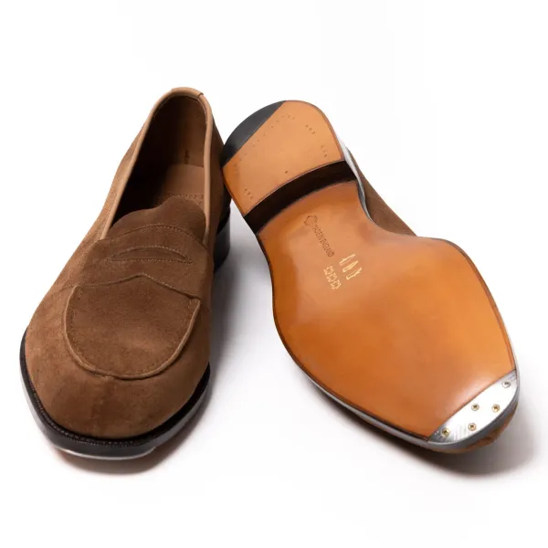 Edward Green Limited Edition: Penny Loafer "Unlined Harrow" In Italian Calf Suede -