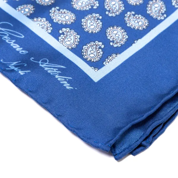 Cesare Attolini Limited Edition: Pure Silk Pocket Square "Paisley Danzante" - Handroll