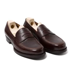 Saint Crispin's Loafer "American Casual Penny" Made Of Dark Brown Grained Calfskin - P