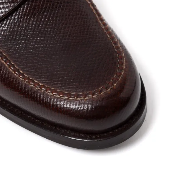 Saint Crispin's Loafer "American Casual Penny" Made Of Dark Brown Grained Calfskin - P