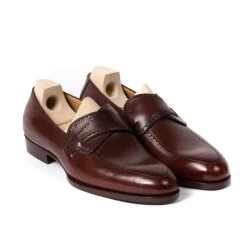 Saint Crispin's Loafer "Butterfly" Made Of Brown Grained Calfskin - Purely Handcrafted