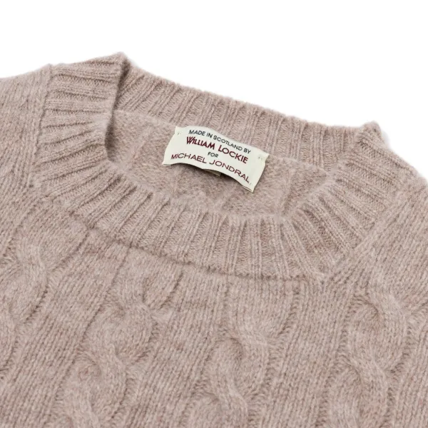 William Lockie Mj Exclusive: Pure Geelong Lambswool "Crew Cable-Rib" Sweater - 3 Ply
