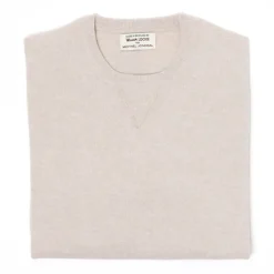 William Lockie Mj Exclusive: Vintage Crew Inset Sweater In Pure Super Geelong Lambswo
