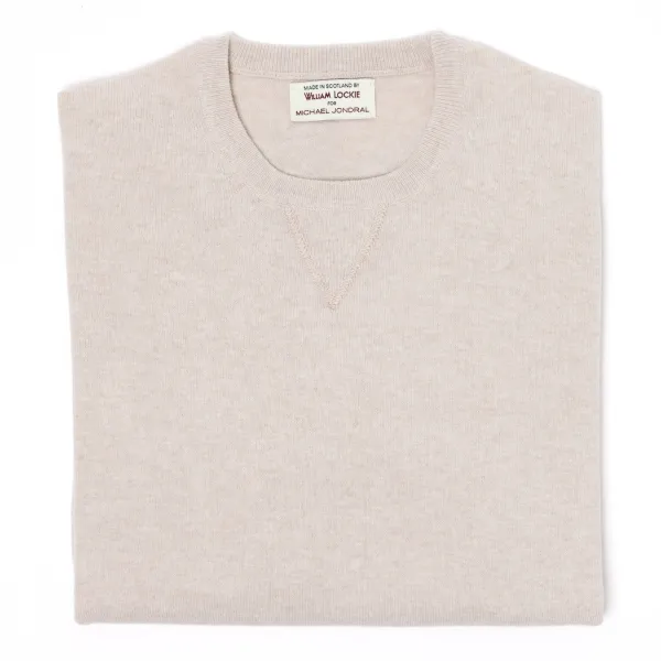 William Lockie Mj Exclusive: Vintage Crew Inset Sweater In Pure Super Geelong Lambswo
