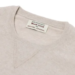 William Lockie Mj Exclusive: Vintage Crew Inset Sweater In Pure Super Geelong Lambswo