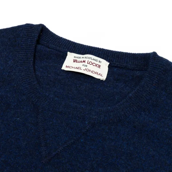 William Lockie Mj Exclusive: Vintage Crew Inset Sweater In Pure Super Geelong Lambswo