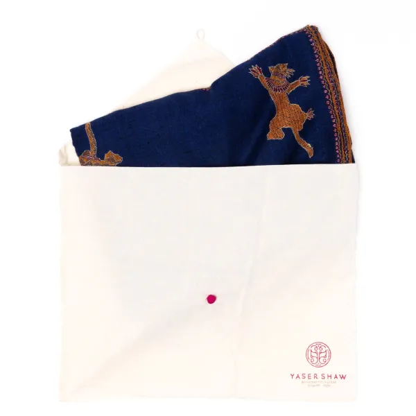 Yaser Shaw Mj Scarf "Gangtok" Made Of Finest Hand Embroidered Pashmina Cashmere -