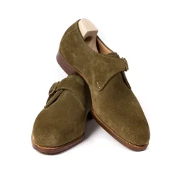 Saint Crispin's Monk "Classic" Made Of Olive Green Suede - Purely Handcrafted