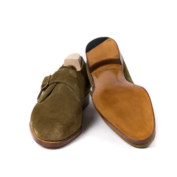 Saint Crispin's Monk "Classic" Made Of Olive Green Suede - Purely Handcrafted