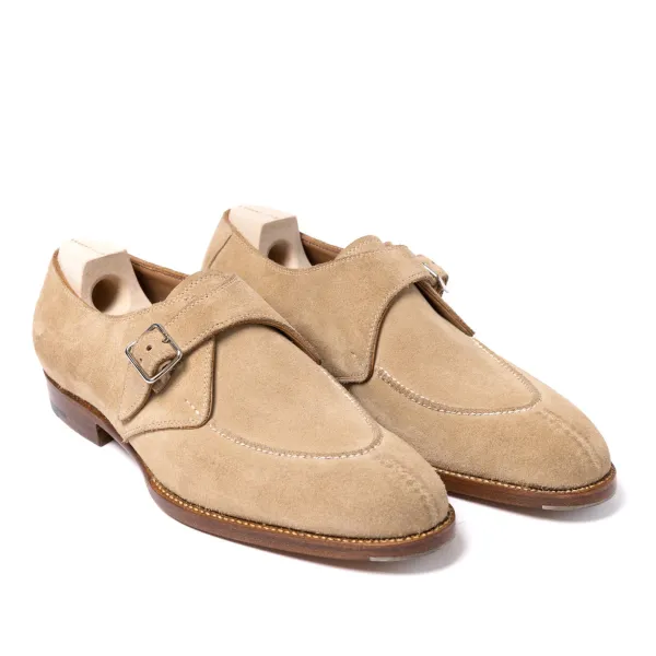 Saint Crispin's Monk "Split Toe Apron" In Sand Colored Suede Leather - Pure Handwork
