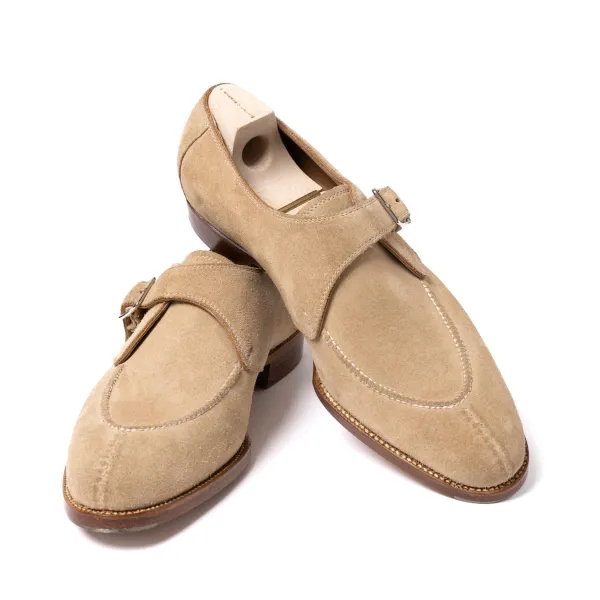 Saint Crispin's Monk "Split Toe Apron" In Sand Colored Suede Leather - Pure Handwork