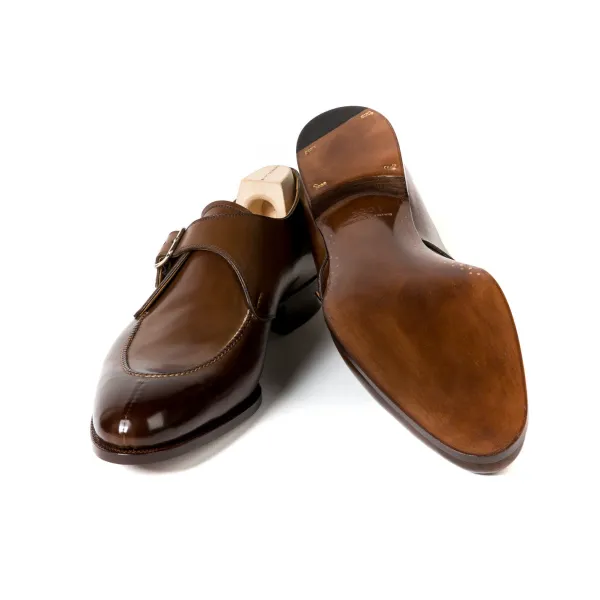 Saint Crispin's Monk "Split Toe Apron" Made Of Brown Calfskin - Hand-Colored