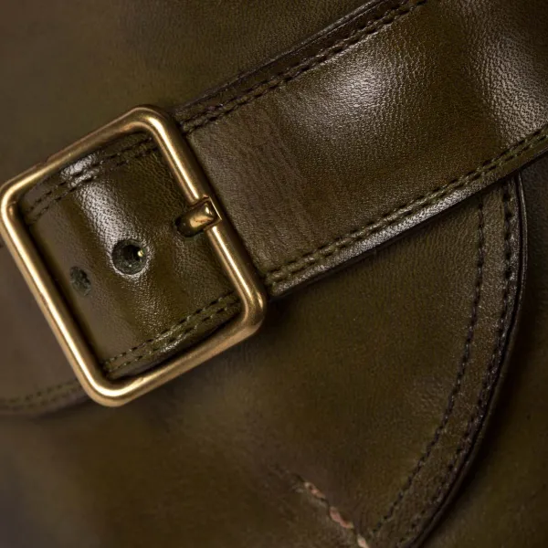 Saint Crispin's Monk-Bootee "Gilman" Made Of Olive Green Calfskin - Purely Handcrafted