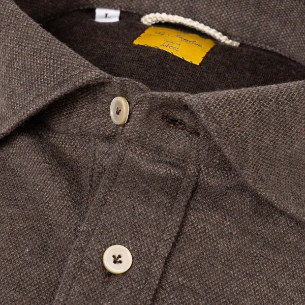 G. Inglese Nougat Brown Polo Shirt "Jfk" Made Of Cotton And Cashmere - Purely Han