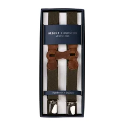 Albert Thurston Olive Green Elastic Suspenders "Infinity" With Clips