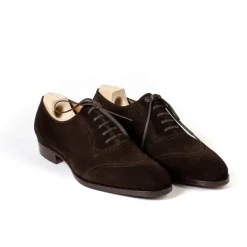Saint Crispin's Oxford "Queens" Made Of Dark Brown Suede Leather - Purely Handcrafted