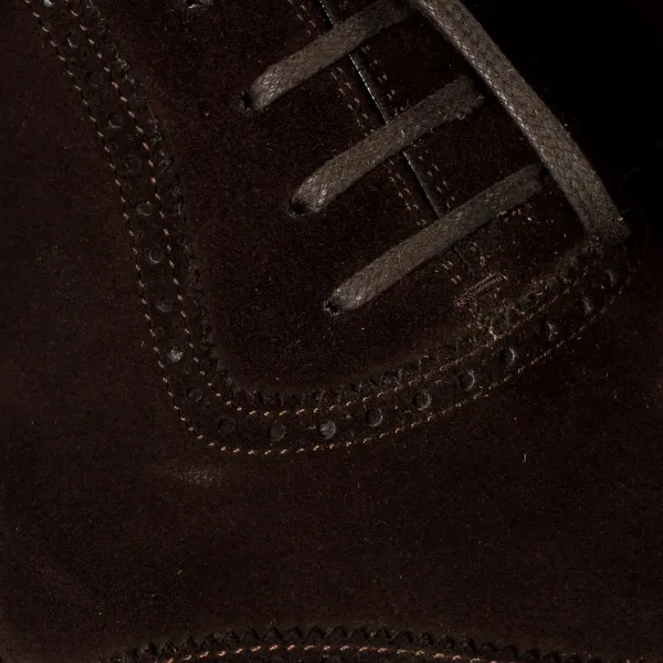 Saint Crispin's Oxford "Queens" Made Of Dark Brown Suede Leather - Purely Handcrafted