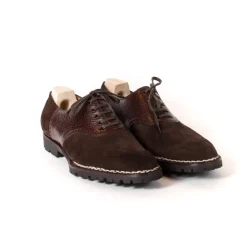 Saint Crispin's Oxford "Saddle" Made Of Dark Brown Full-Grained Leather With Brown Sad