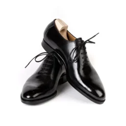 Saint Crispin's Oxford "Seamless" Made Of Black Hand-Crafted Calfskin - Purely Handcra