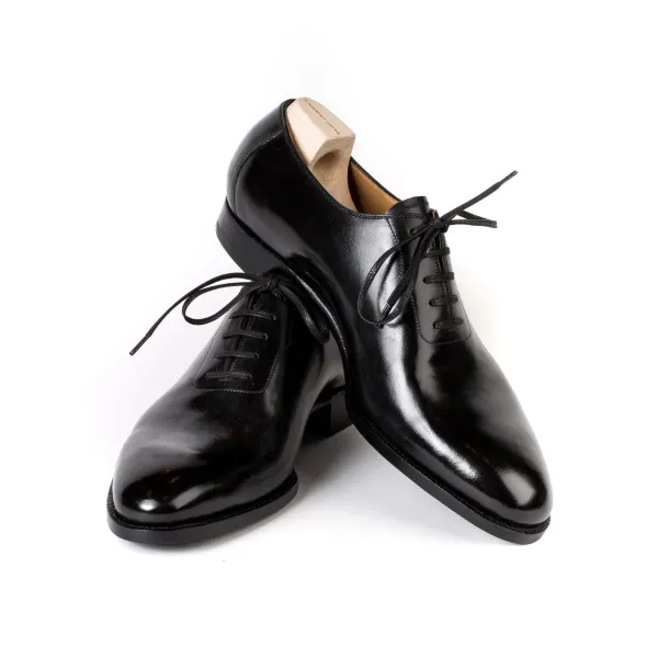 Saint Crispin's Oxford "Seamless" Made Of Black Hand-Crafted Calfskin - Purely Handcra