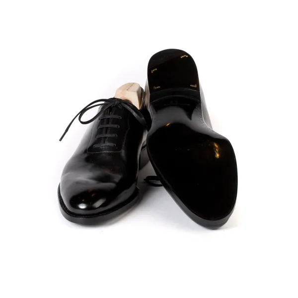 Saint Crispin's Oxford "Seamless" Made Of Black Hand-Crafted Calfskin - Purely Handcra