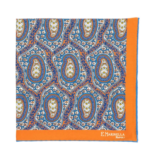 E. Marinella Patterned Pochette In Pure English Silk - Handrolled