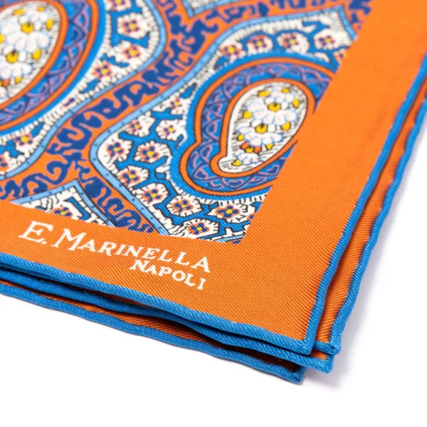E. Marinella Patterned Pochette In Pure English Silk - Handrolled