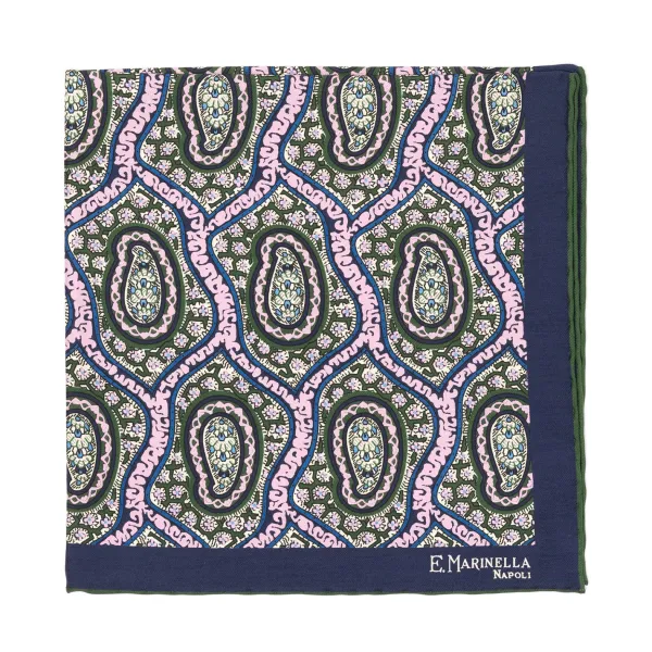 E. Marinella Patterned Pochette In Pure English Silk - Handrolled