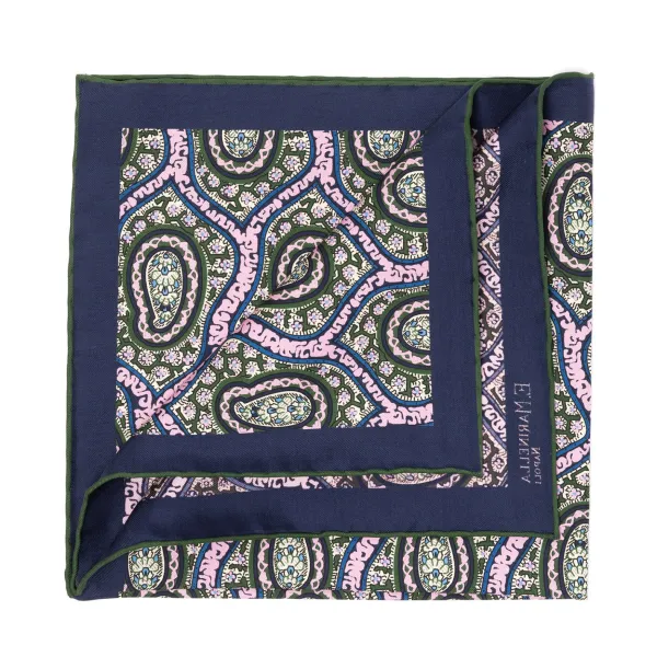 E. Marinella Patterned Pochette In Pure English Silk - Handrolled