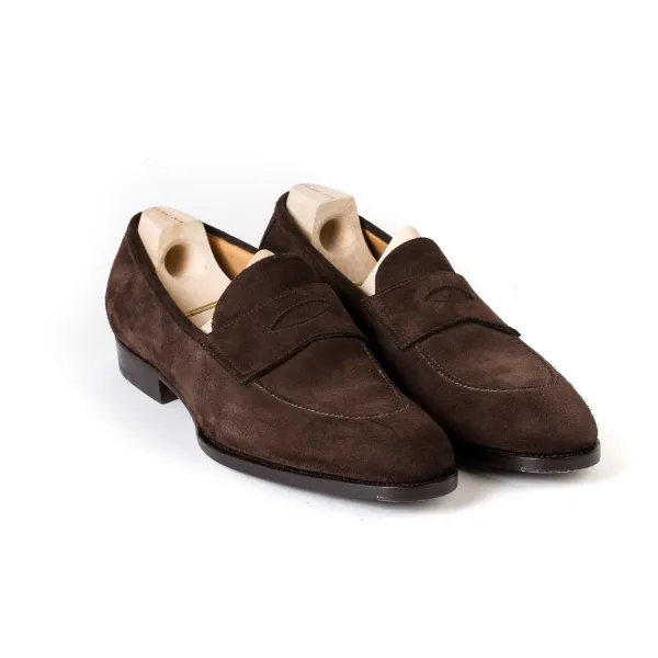 Saint Crispin's Penny Loafer "Dress" Made Of Dark Brown Calfskin - Purely Handcrafted