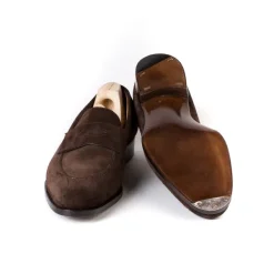 Saint Crispin's Penny Loafer "Dress" Made Of Dark Brown Calfskin - Purely Handcrafted