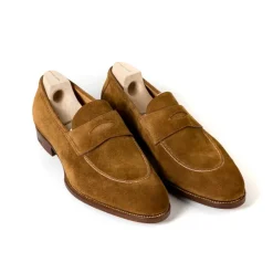 Saint Crispin's Pennyloafer "Dress" Made Of Light Brown Suede Leather