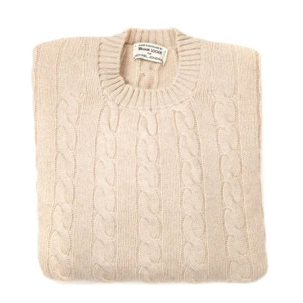 William Lockie Plait Pullover "Chirnside Cable" Made Of Pure Scottish 4 Ply Cashmere