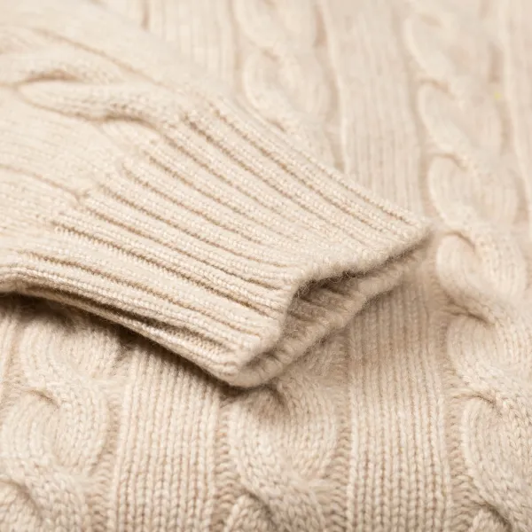 William Lockie Plait Pullover "Chirnside Cable" Made Of Pure Scottish 4 Ply Cashmere