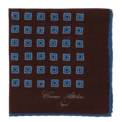 Cesare Attolini Pure Wool Pocket Square "Medaglioni Incornicato